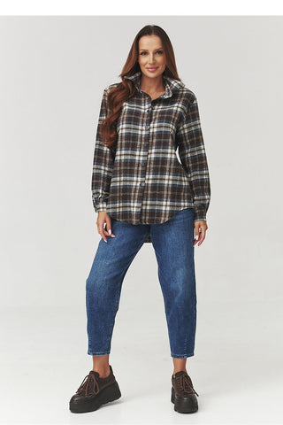  Overhemd met lange mouwen model 219731 Makadamia 