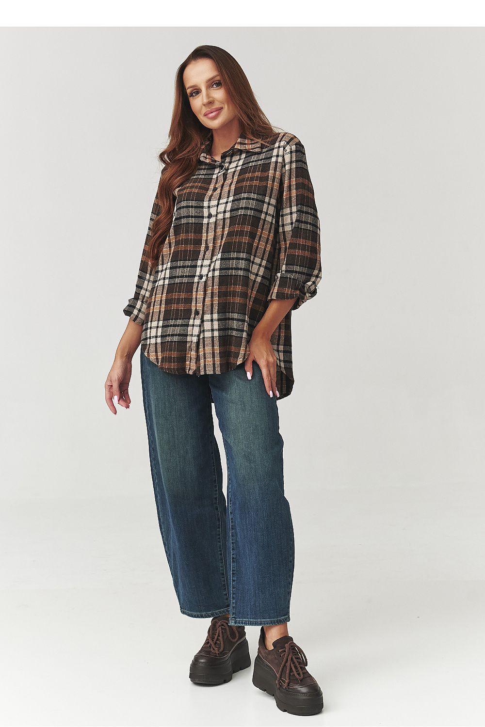  Overhemd met lange mouwen model 219733 Makadamia 